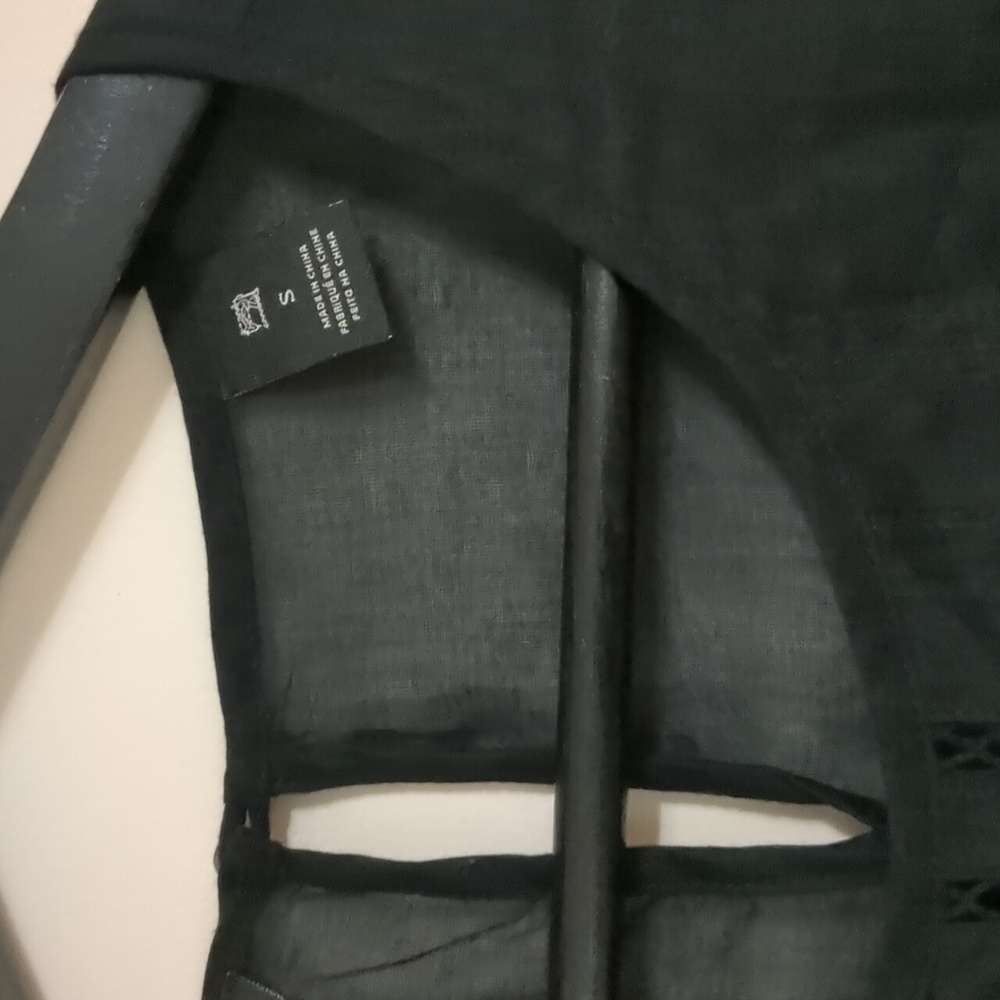 Scotch & Soda Black Ruffle Sleeve Peplum Blouse - Picture 3 of 6